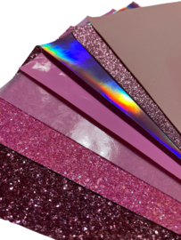 7x PU leer A4 lapjes; roze