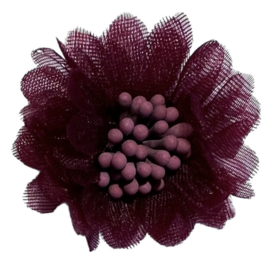 Chiffon bloem 4 cm aubergine