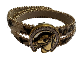 Tiener/ dames armband panter-goud met paard