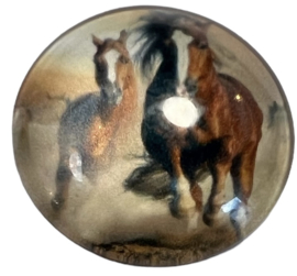 Glascabochon 20mm paarden in galop