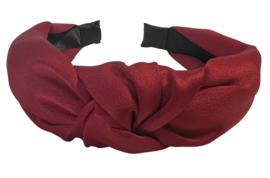 Haarband satijn stof met knoop: rood