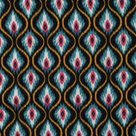 Viscose/katoen: Graphic Orange Blue, per 25 cm