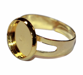 Ring goudkleur 18mm verstelbaar, met setting 12 mm. Per stuk