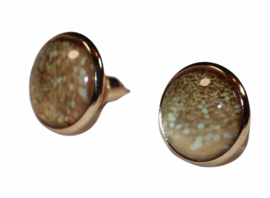 Oorbellen light gold 14 x 14mm met cabochon setting 12mm: per paar