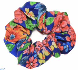 Scrunchie blauw gebloemd