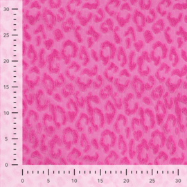 Jacquard tricot: Leopard fuchsia per 25 cm