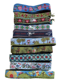 Partij geweven bandjes meisje groen/blauw 9,8 meter