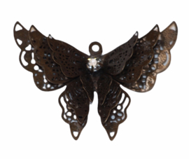 Metalen vlinder applicatie 35x25 mm brons, per stuk