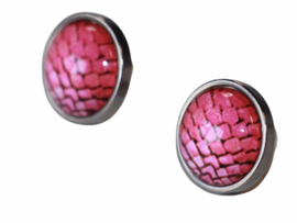 Oorbellen RVS 15 x 15mm met cabochon setting 12mm per paar.