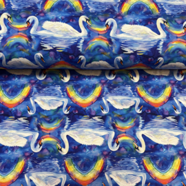 Tricot: Love swans blue per 25 cm