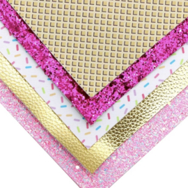 5x PU leer A4 lapjes; ijsjes set