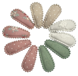 Set:10 klik-klak haarspeldjes met kniphoesje 3 cm