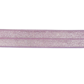 Elastisch biaisband/vouwtres babyroze shiny/mat 20 mm per 0,5 meter