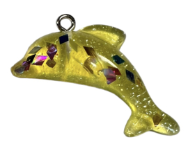 Dolfijn hangertje glitters geel, per stuk
