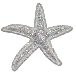 Zeester wit met glittertjes 40x35 mm