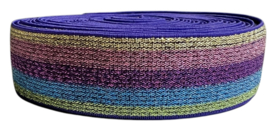 Elastiek multi colour glitter 25 mm, per 0,5 meter