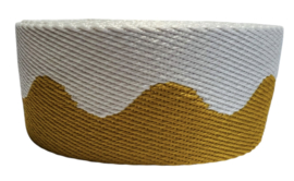 Tassenband golf offwhite/mosterd 38mm EXTRA STEVIG, per 0,5 meter