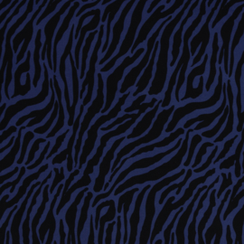 Viscose (geweven): Klara zwart/royal blue zebra print (Swafing) , per 25 cm