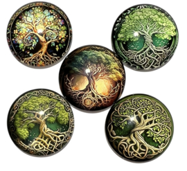 Glas cabochons 25mm: 5x bomen