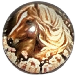 Glas cabochon 20mm: paard met bloemen