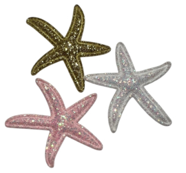 Zeester wit met glittertjes 40x35 mm
