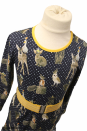 Meisjesjurk winteranimals maat 92-140 +riem