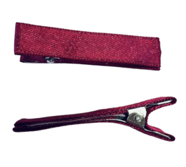 Alligator haarclipje 45x10 mm satijn fuchsia met zilveren glittertje, per stuk