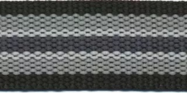 Tassenband grijs/antraciet/wit/zwart STEVIG 30mm, per 0,5 meter