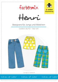 Farbenmix papier patroon basisjeans voor jongens en meisjes Henri  86/92 -158/164