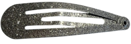 Klik klak haarspeldje glitter zilver 5cm, per stuk