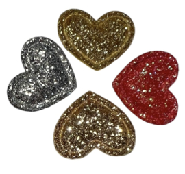 Hartje glitters 15x18 mm zilver