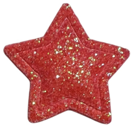Applicatie sterretje glitter rood 26 mm
