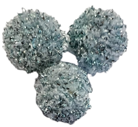 Pom pom 10 mm blauw glitter