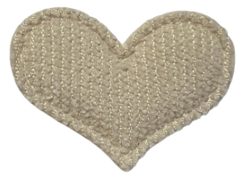 Applicatie hart rib lichtbeige 30x39 mm, per stuk