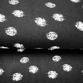 Viscose Twill print: Dots Black ecru (QT) per 25 cm