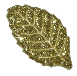 Applicatie blaadje 16x28 mm, glitter goud