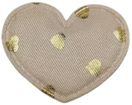 Hart glitters 30x35 mm beige met gouden hartjes
