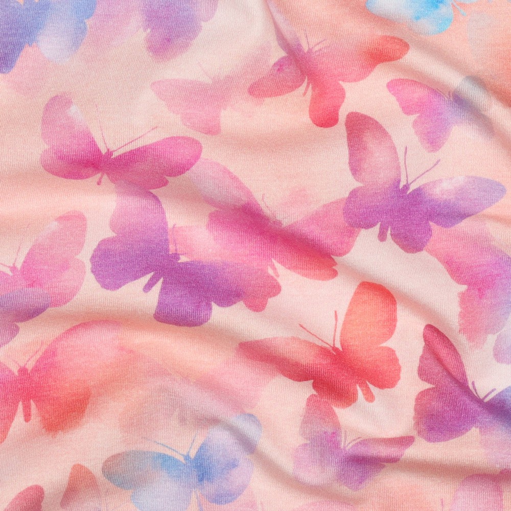 Tricot: butterflies light pink, per 25 cm