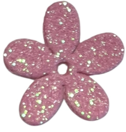 Glitter bloemetje lichtroze 18mm
