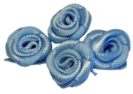 Roosjes satijn lichtblauw 12 mm, per 4 stuks