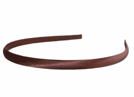 Diadeem / Haarband 10 mm satijn kleur donkerbruin