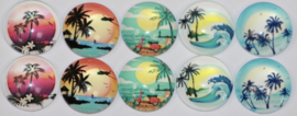 Glas cabochons 12 mm Hawaii (1): 10 stuks