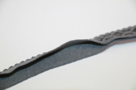Elastische biaisband jacquard met schulprandje (vouwkant) antraciet 10mm per 0,5 meter