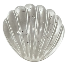 Flatback schelp wit met glittertje 20x19mm