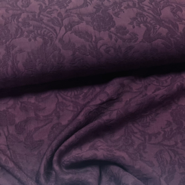 Viscose Belissi Gucco aubergine gebloemd , per 25 cm