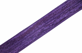 Elastisch biaisband/vouwtres paars shiny/mat 20 mm per 5 meter