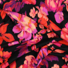 Tricot: Flowers black, per 25 cm