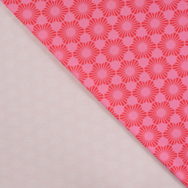 French Terry tricot: abstract flower pink/red, per 25 cm