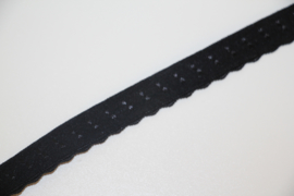 Elastische biaisband met schulprandje (vouwkant) zwart 10mm per 0,5 meter