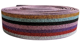 Elastiek multi colour glitter 25 mm, per 0,5 meter